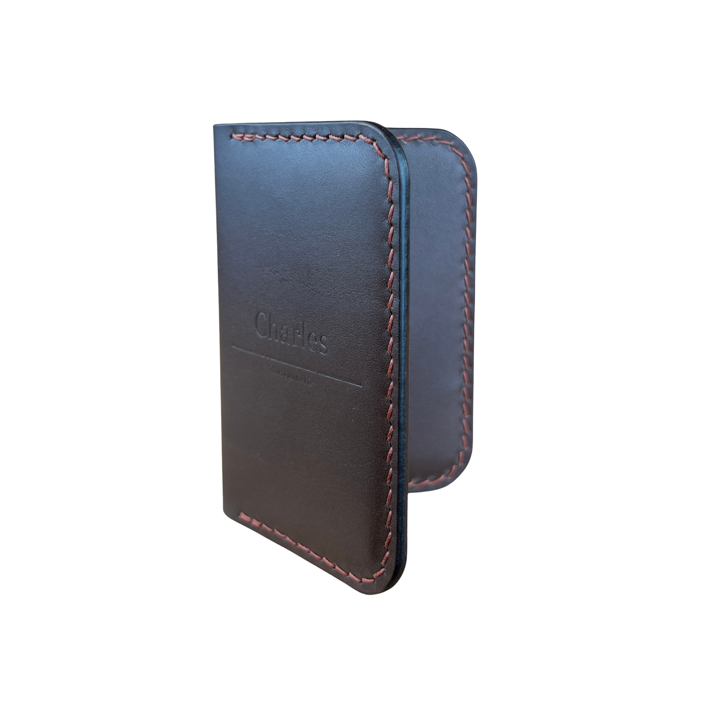 Porte-cartes arrondi en cuir marron Chocolat