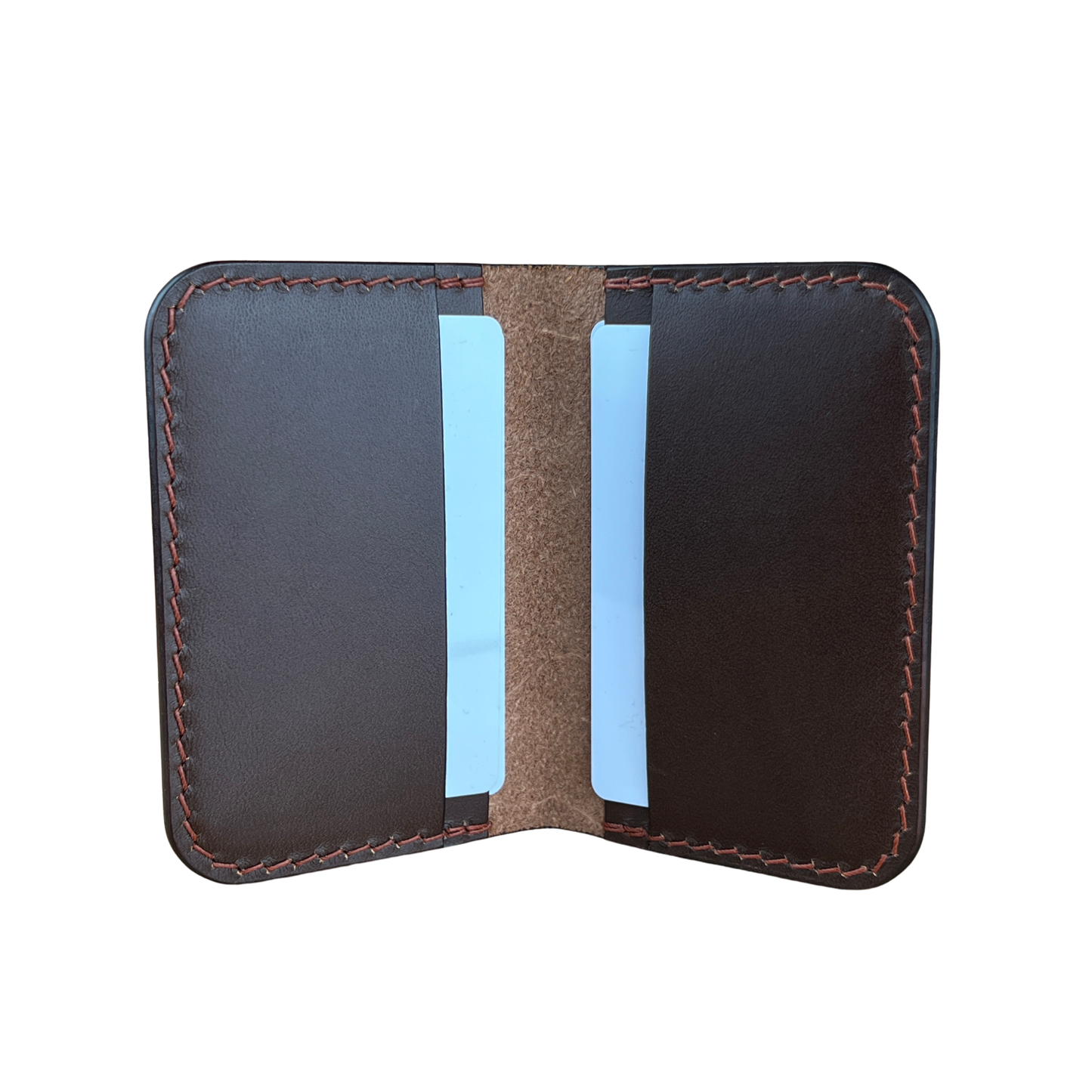 Porte-cartes arrondi en cuir marron Chocolat