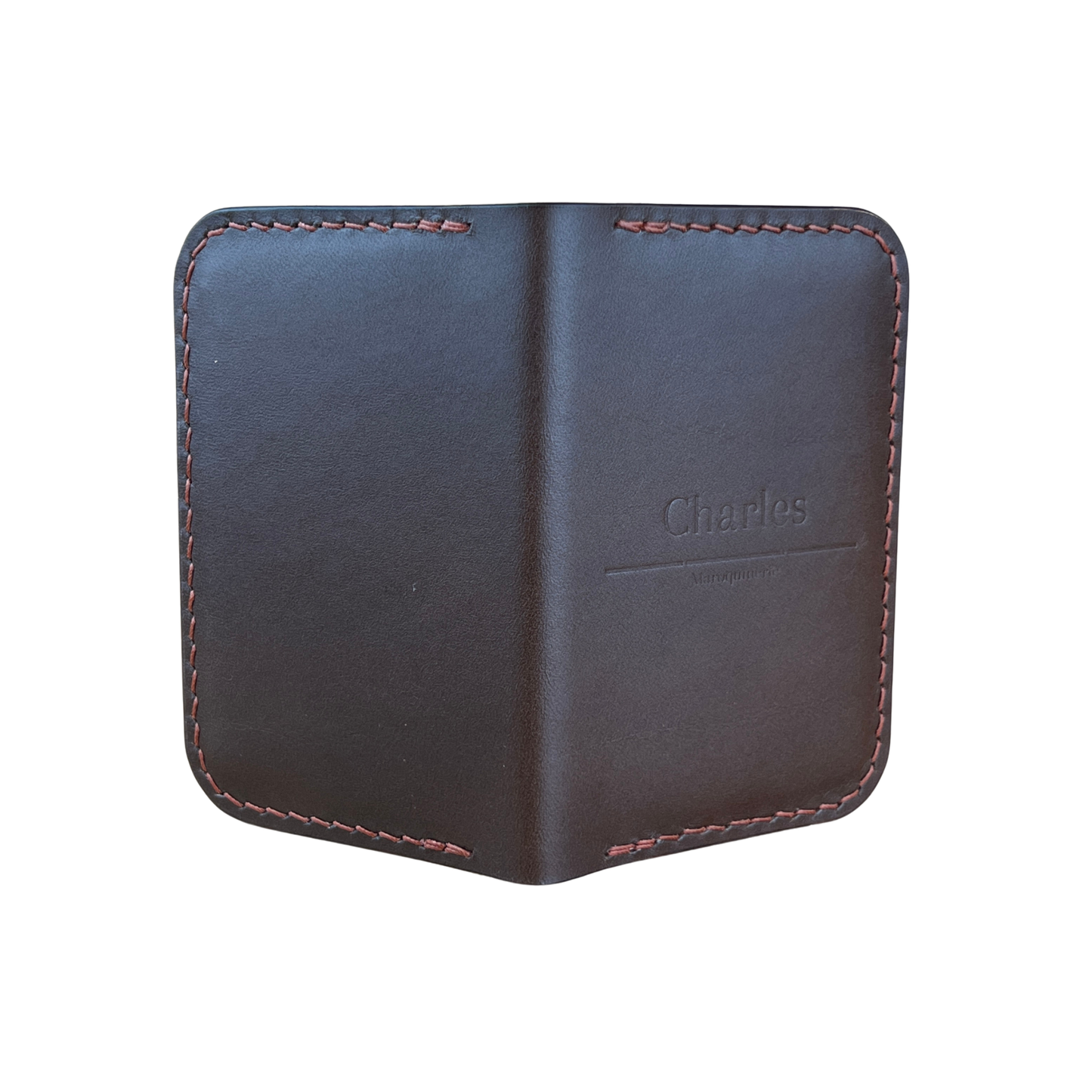 Porte-cartes arrondi en cuir marron Chocolat