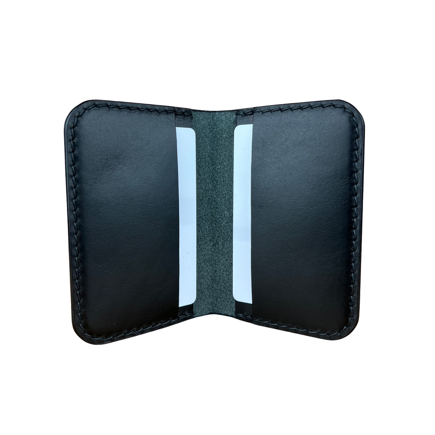Porte-cartes arrondi en cuir Noir