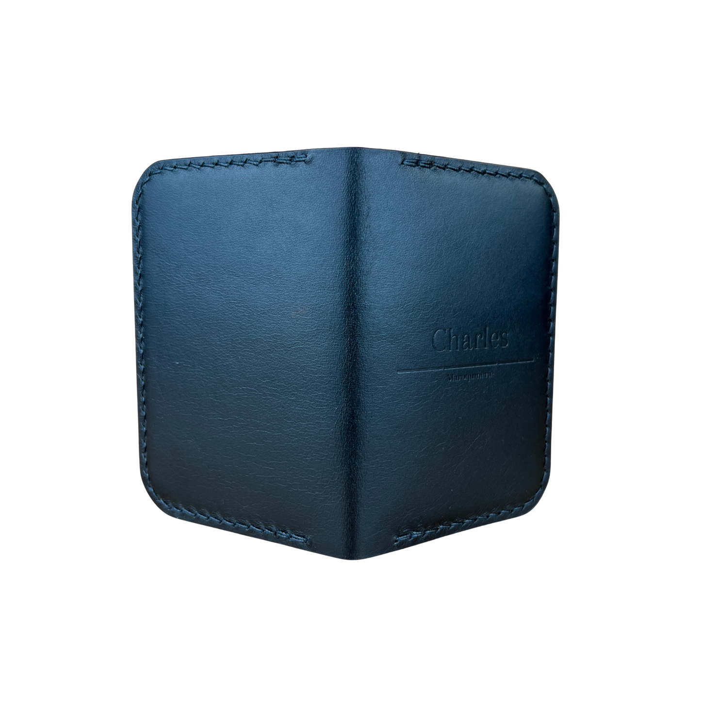 Porte-cartes arrondi en cuir Noir