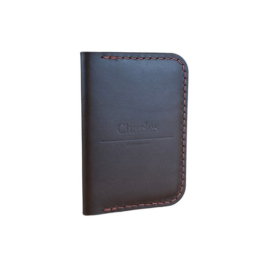 Porte-cartes arrondi en cuir marron Chocolat