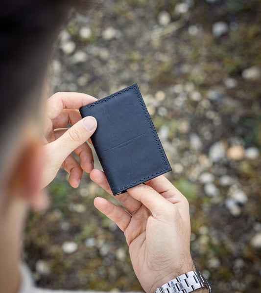Porte-cartes en cuir Noir