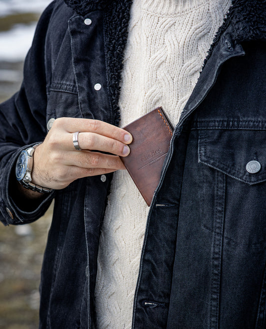 Portefeuille Minimaliste en cuir Marron foncé