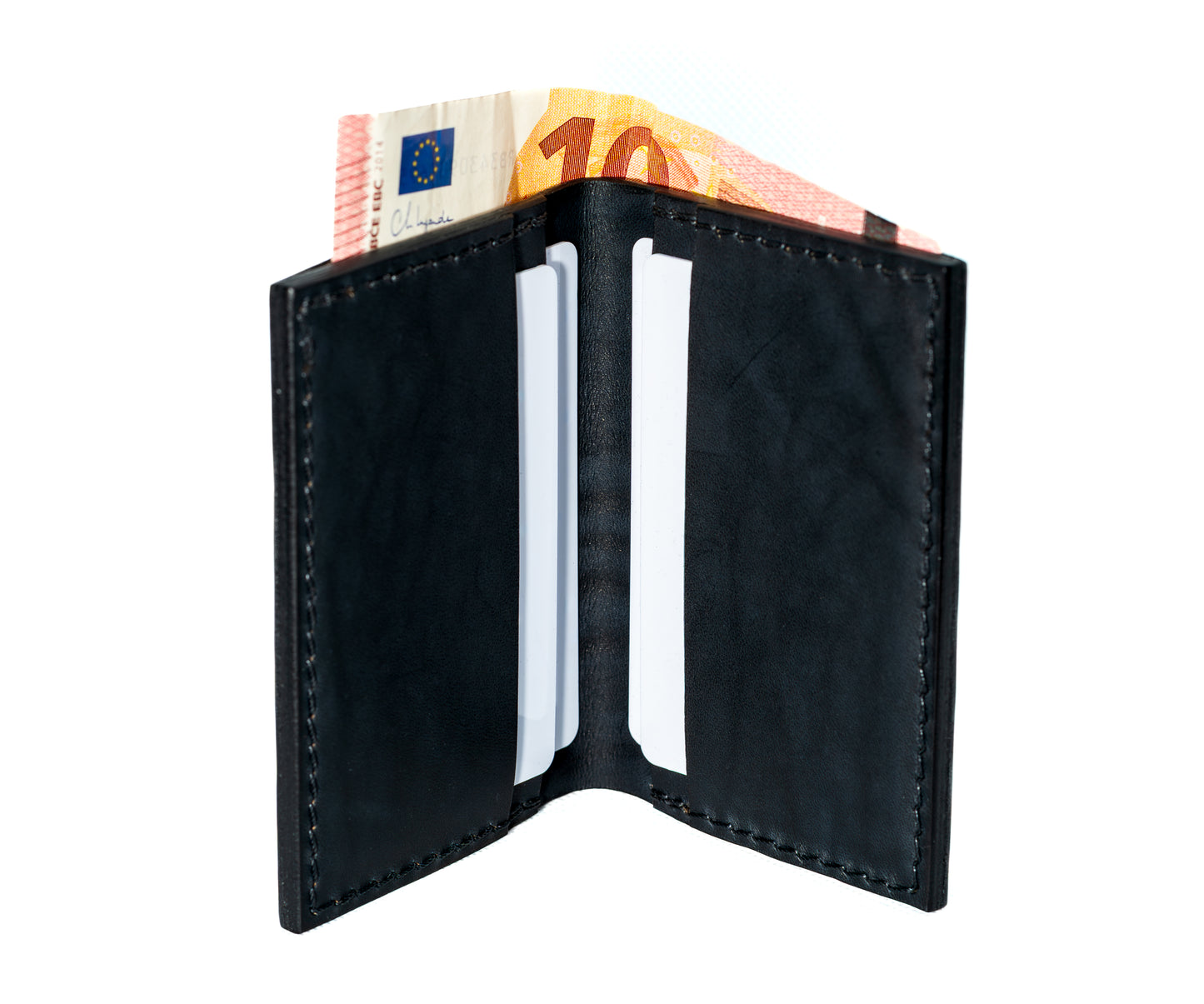 Portefeuille Minimaliste en cuir Noir