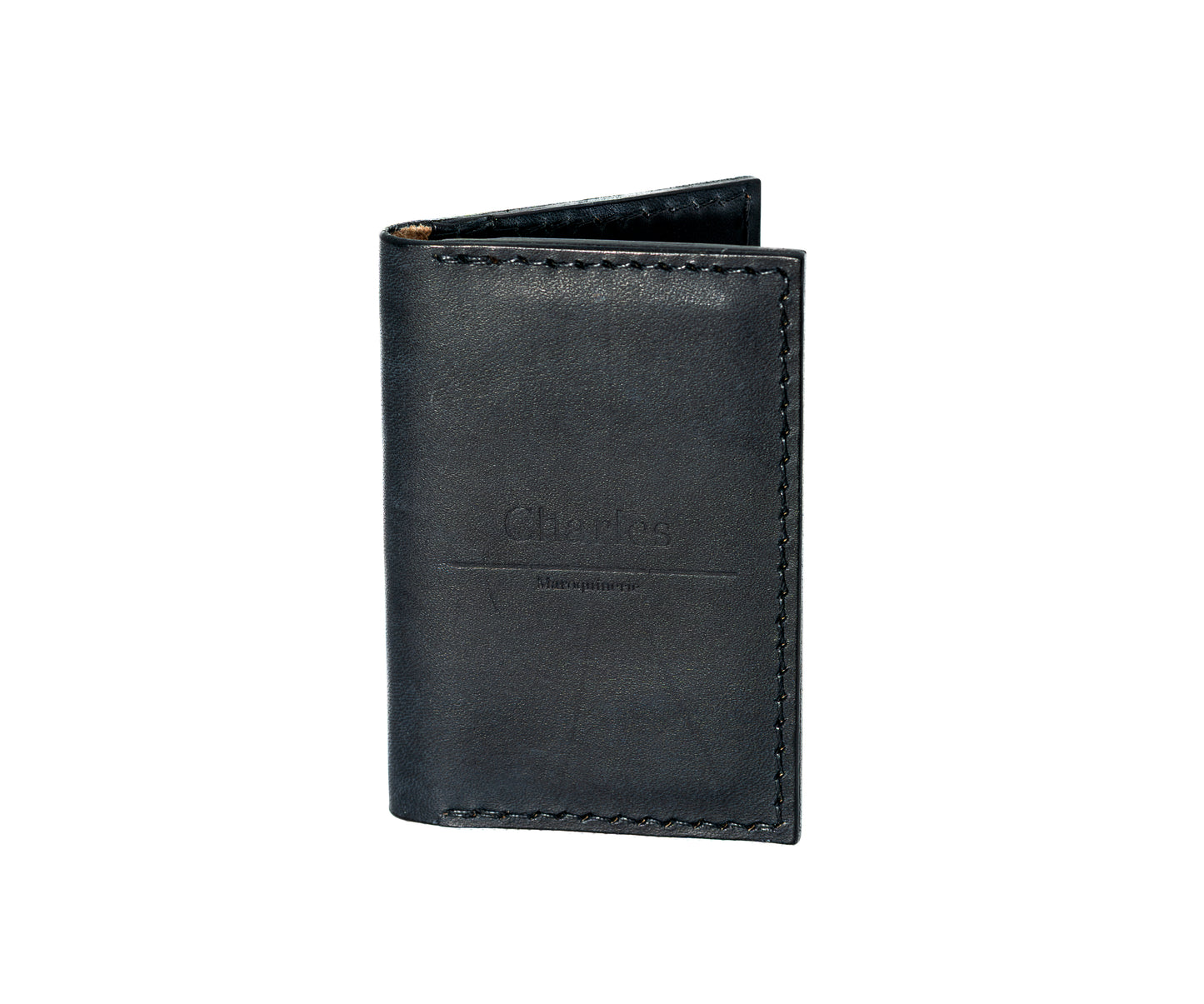 Porte-cartes en cuir Noir